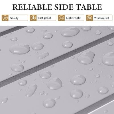RELIABLE SIDE TABLE

Sturdy
Rust-proof
Lightweight
Weatherproof