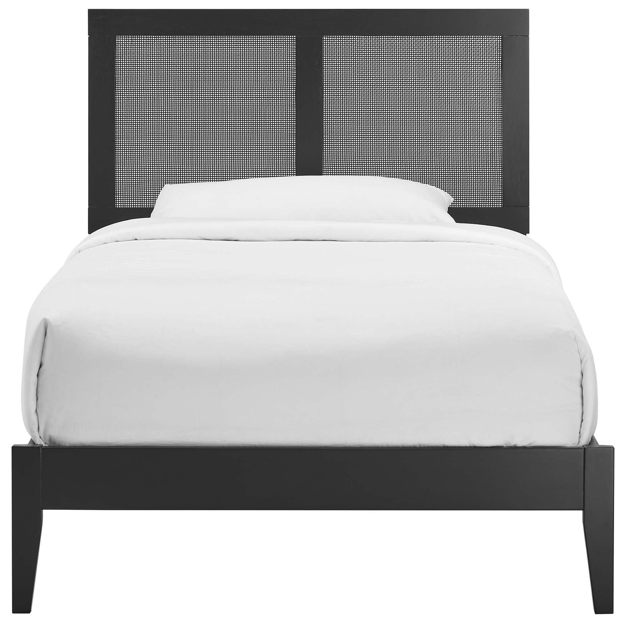 Alt View 5. Modway - Sirocco Rattan and Wood Twin Platform Bed - Black.