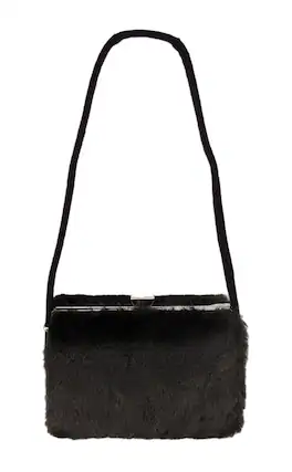 Front. Zeckos - Faux Fur Hard Frame Evening Bag - Brown.