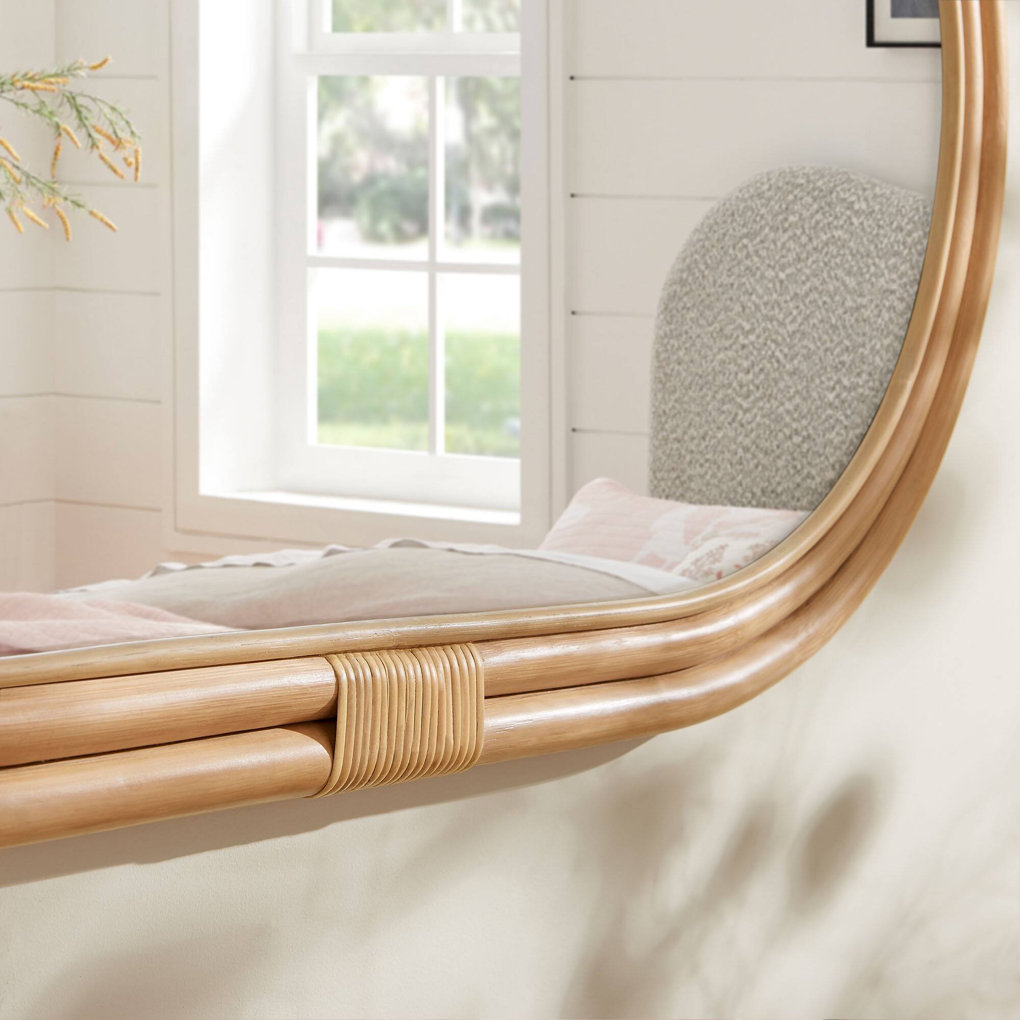 Alt View 1. Modway - Corsica Oval Rattan Wall Mirror by Modway - Natural.