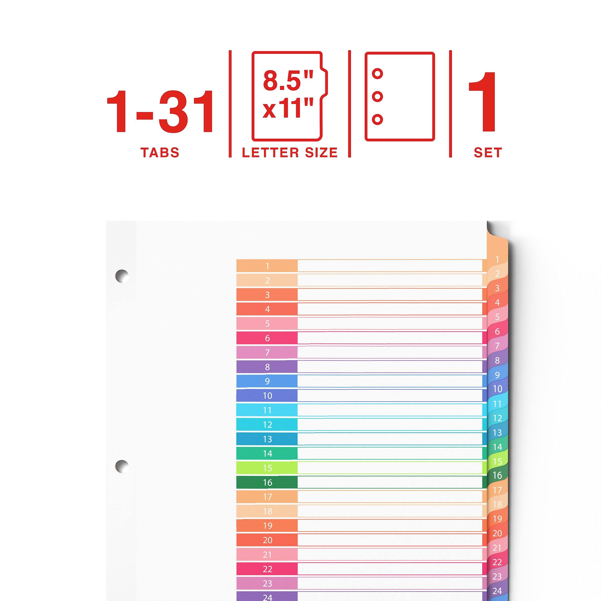 8.5" x 11" TABS LETTER SIZE  
1 SET  
1 2 3 4 5 6 7 8 9 10 11 12 13 14 15 16 17 18 19 20 21 22 23 24