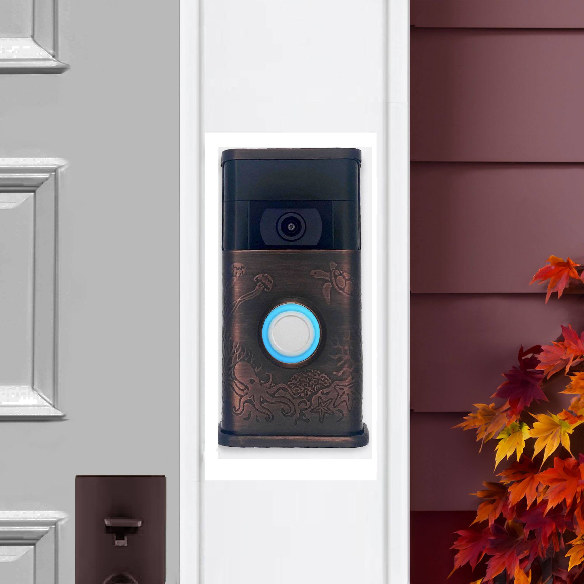 Alt View 3. Michael Healy - Coastal Video Doorbell Cover (Ring 2nd Gen) - Oiled Bronze.