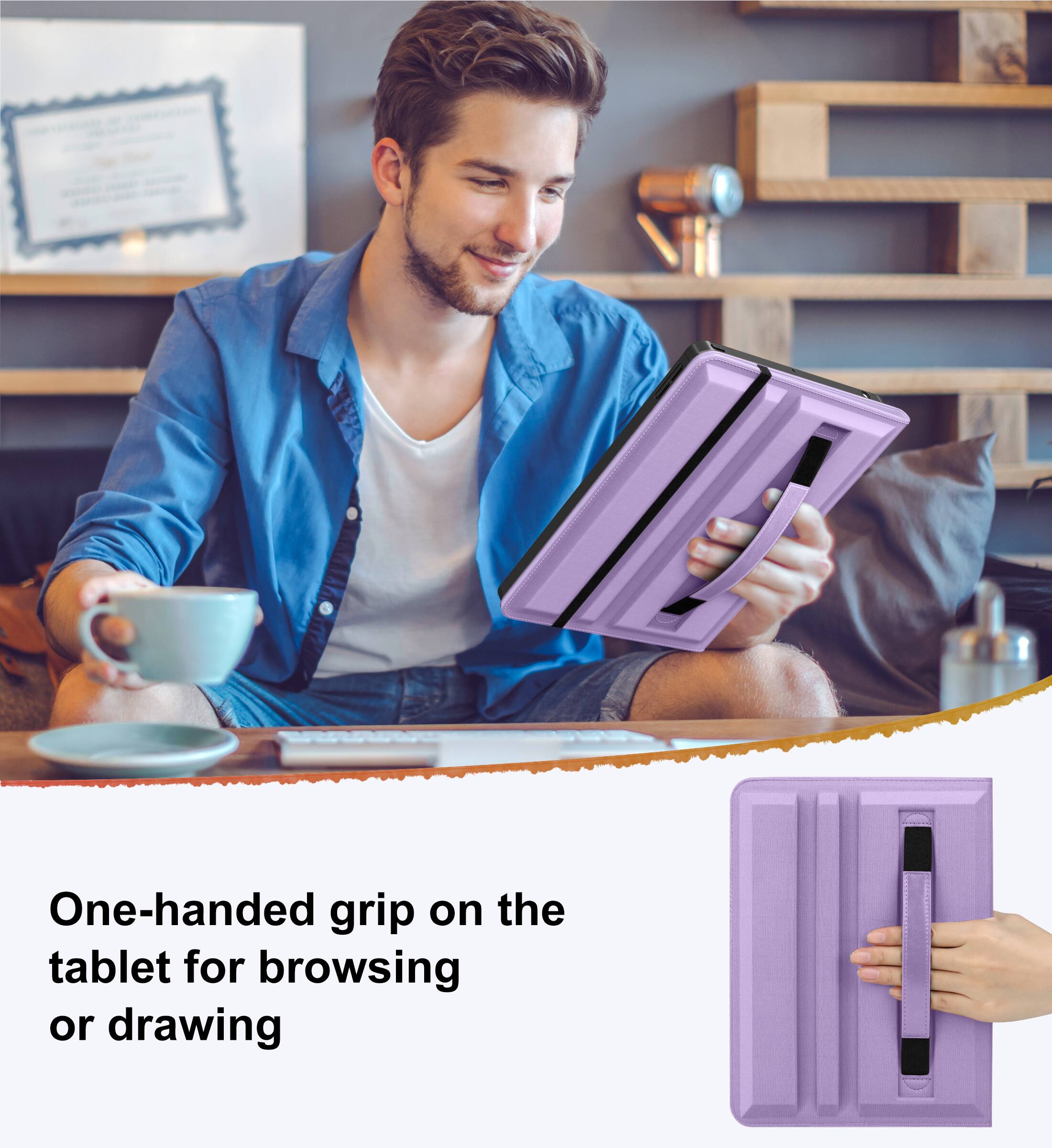 One-handed grip on the tablet for browsing or drawing