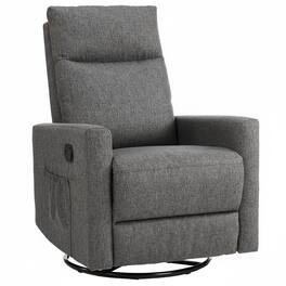 AOITUN - Upholstered Rocking Recliner Chair with Adjustable Arm and Longer Footrest, Fabric Glider for Living Room - Gray