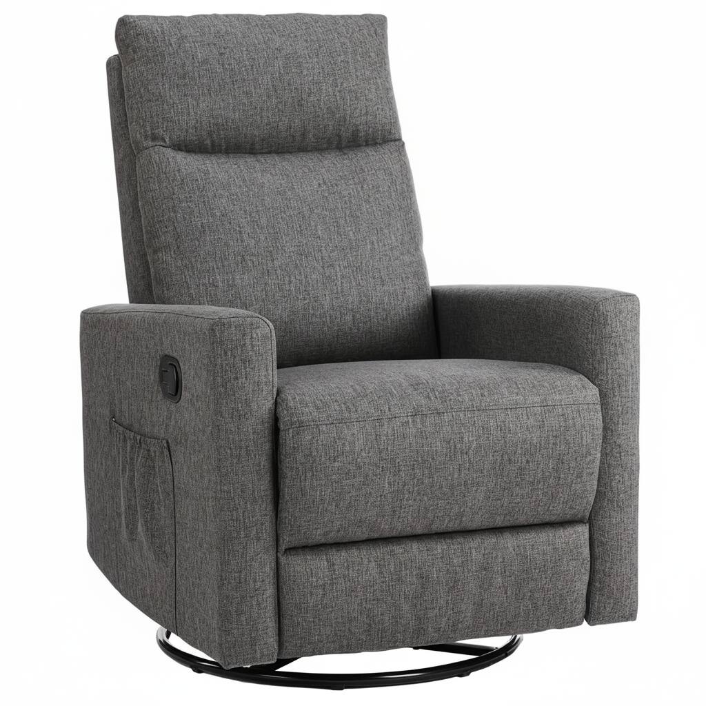 Front. AOITUN - Upholstered Rocking Recliner Chair with Adjustable Arm and Longer Footrest, Gray Fabric Glider for Living Room - Gray.