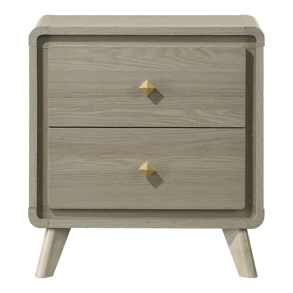 Alt View 1. Furniture of America - Xylia Modern Solid Wood Nightstand with 2 Drawers, Grey - Gray.