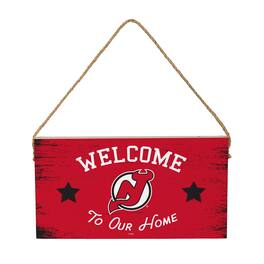 Evergreen Enterprises - New Jersey Devils 6" x 11" Welcome Home Wood Wall Sign with Rope Hanger - Multicolor