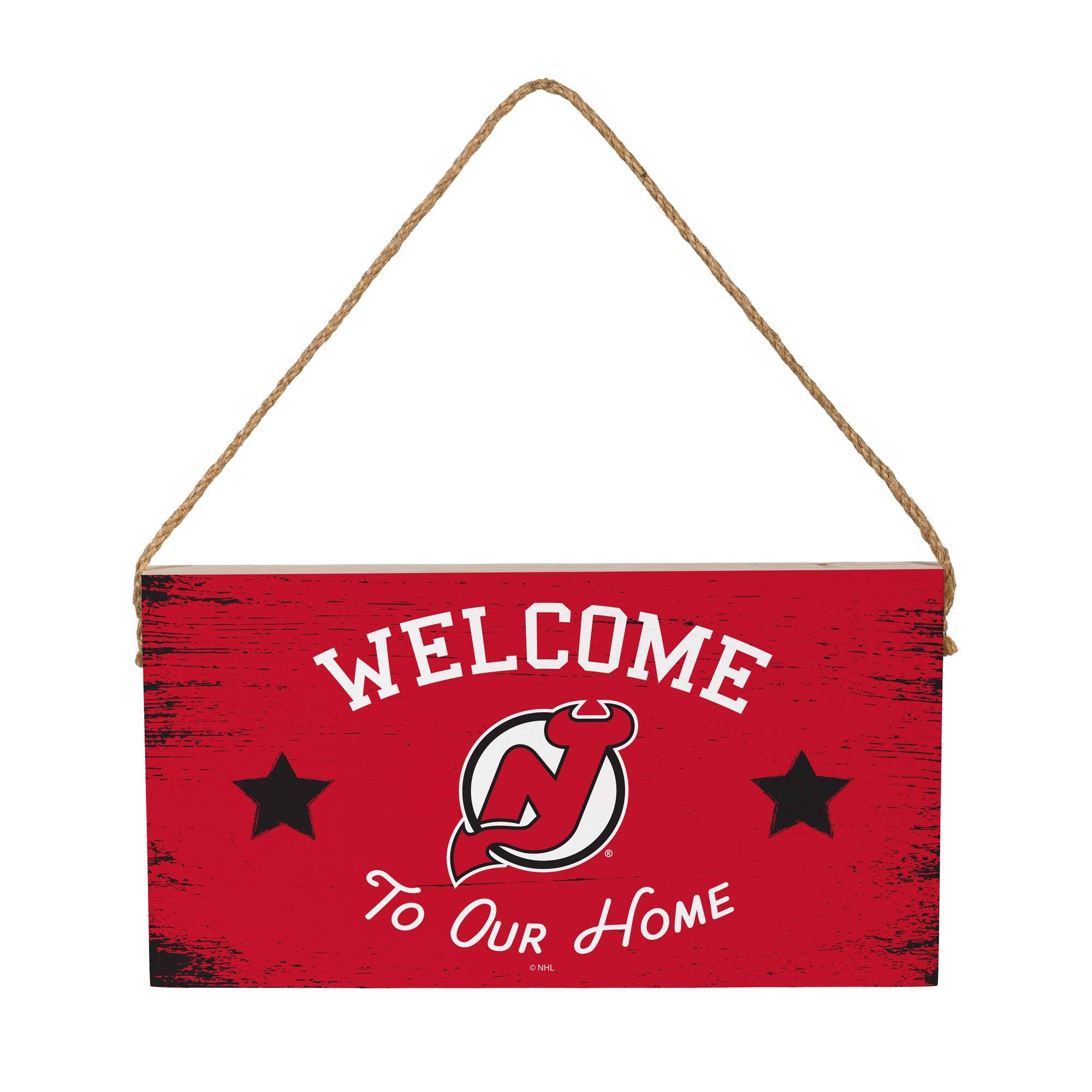 New Jersey Devils 6" x 11" Welcome Home Wood Wall Sign with Rope Hanger