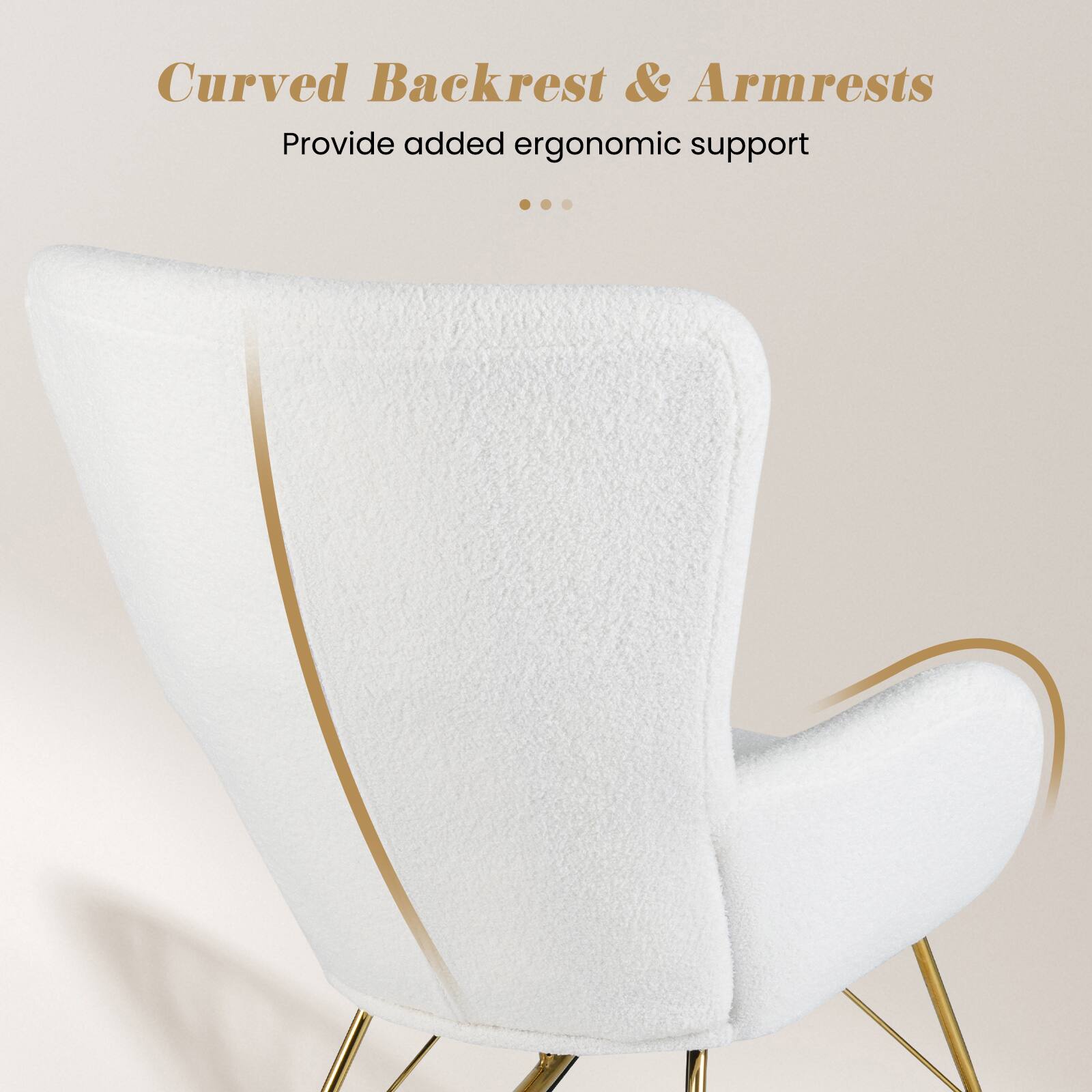 Curved Backrest & Armrests  
Provide added ergonomic support
