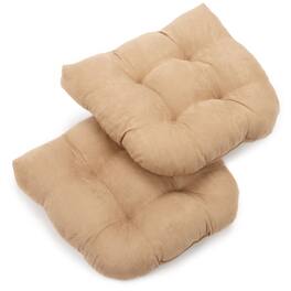 Blazing Needles - 19-inch U-Shaped Micro Suede Tufted Dining Chair Cushion (Set of 2) - Java