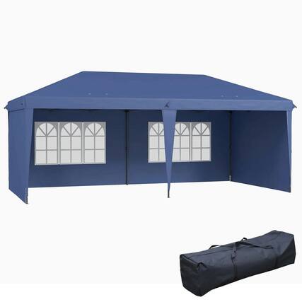 Front. Spaco - Spaco 10'x20' Pop Up Canopy Tent with 4 Sidewalls,Instant Gazebo,Carry Bag - Blue.