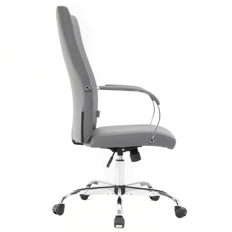 Alt View 5. LeisureMod - Set of 6 Sonora High-Back Ergonomic Leather Upholstered Desk Office Chair with Chrome Finish Base for Home Office - Grey.