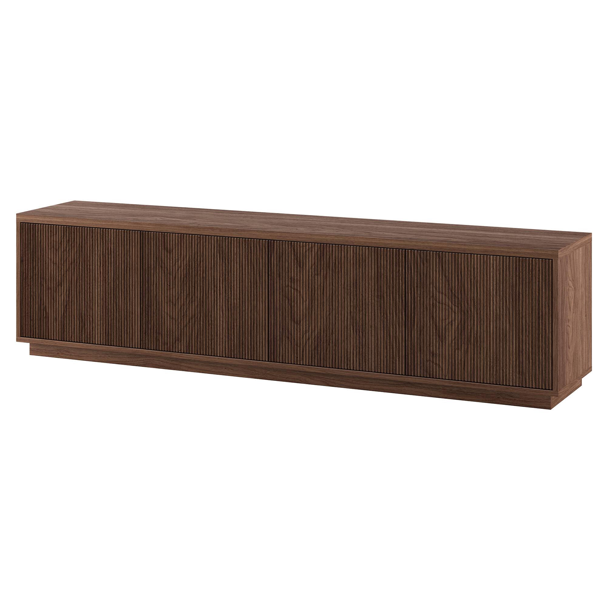 Left. Hudson&Canal - Hanson Rectangular Fluted TV Stand for TV's up to 85" in Satin Walnut - Satin Walnut.