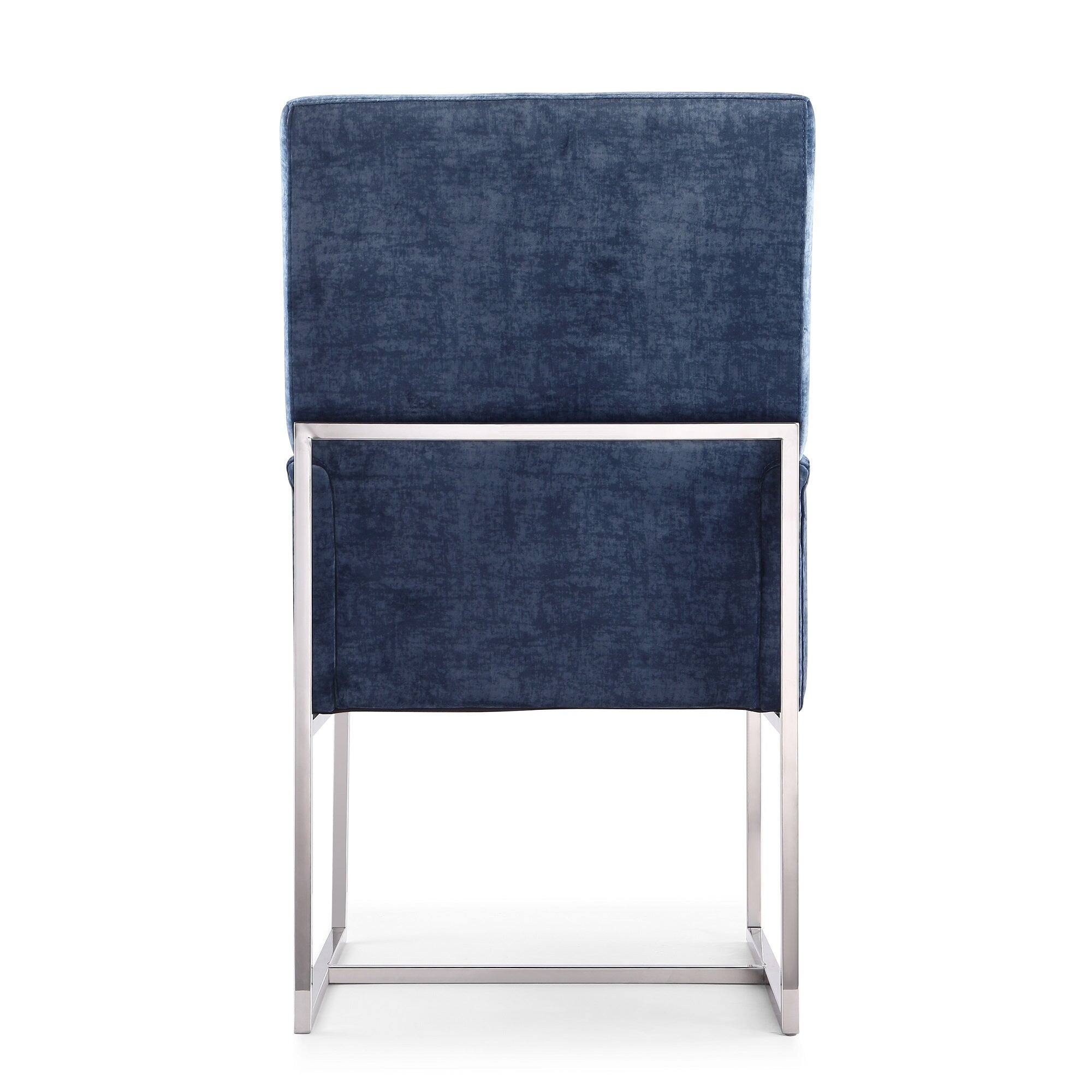 Alt View 3. Manhattan Comfort - Element Modern Metal Velvet Dining Chair - Blue.