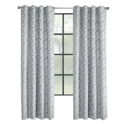 Front. Commonwealth Home Fashions - Thermaplus Patricia 100% Blackout UV Protection Grommet Curtain Panel for Windows 52" x 95" Silver - Silver.