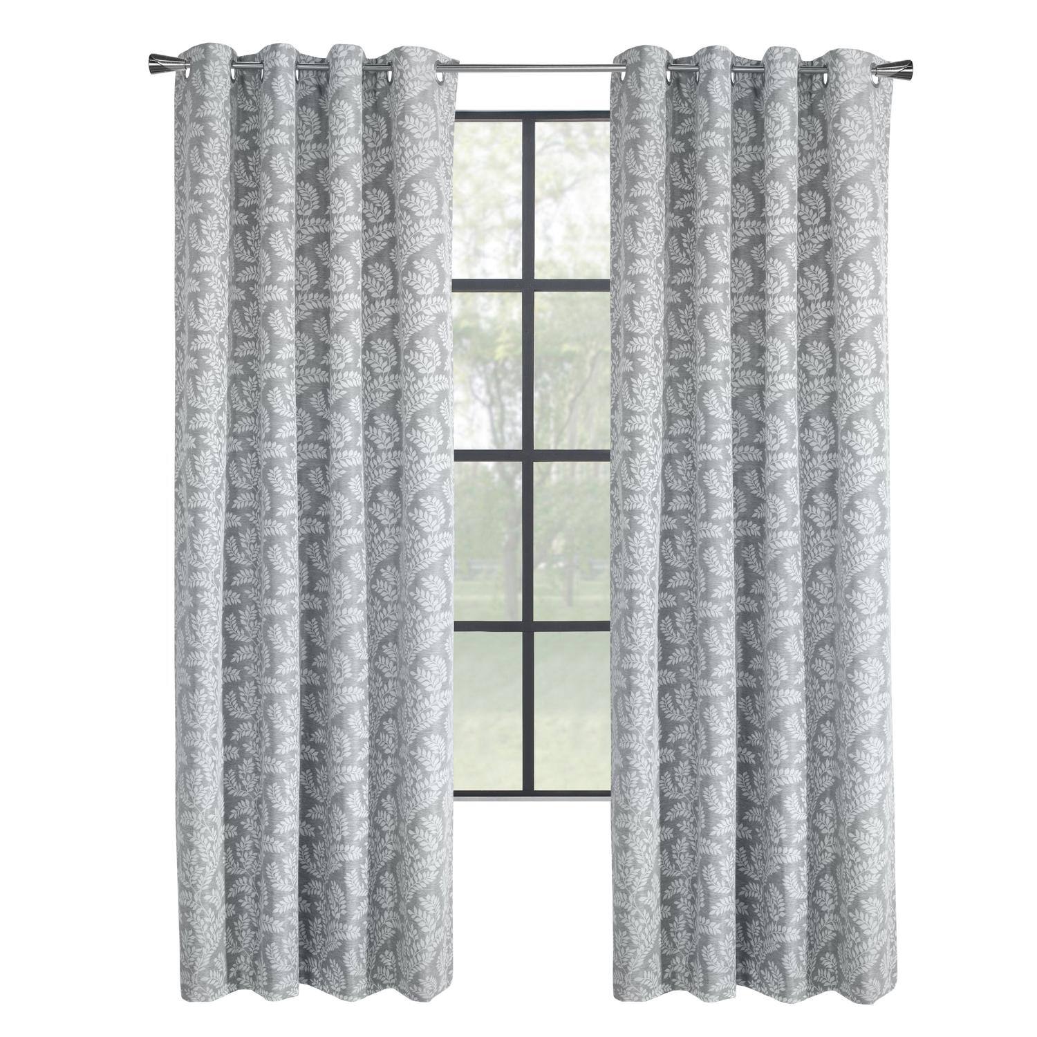 Front. Commonwealth Home Fashions - Thermaplus Patricia 100% Blackout UV Protection Grommet Curtain Panel for Windows 52" x 95" Silver - Silver.