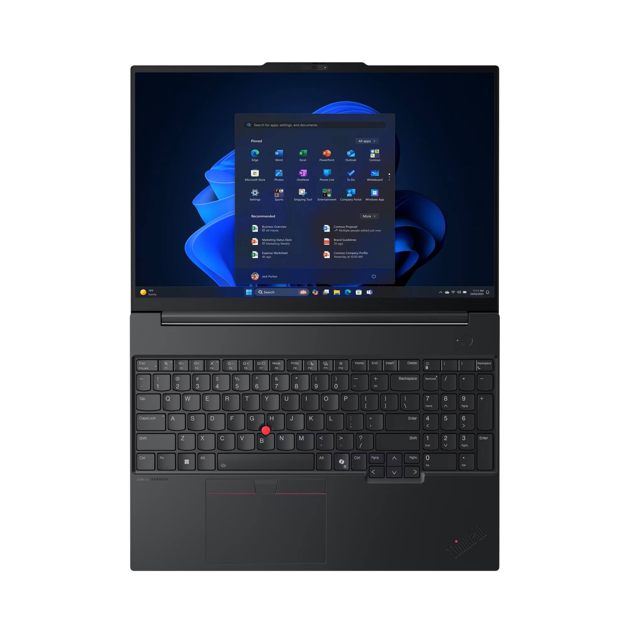 Alt View 5. Lenovo - Lenovo - ThinkPad E16 Gen 3 AI PC 16" Laptop - AMD Ryzen 7 250 with 16GB Memory - 512GB SSD - Black.