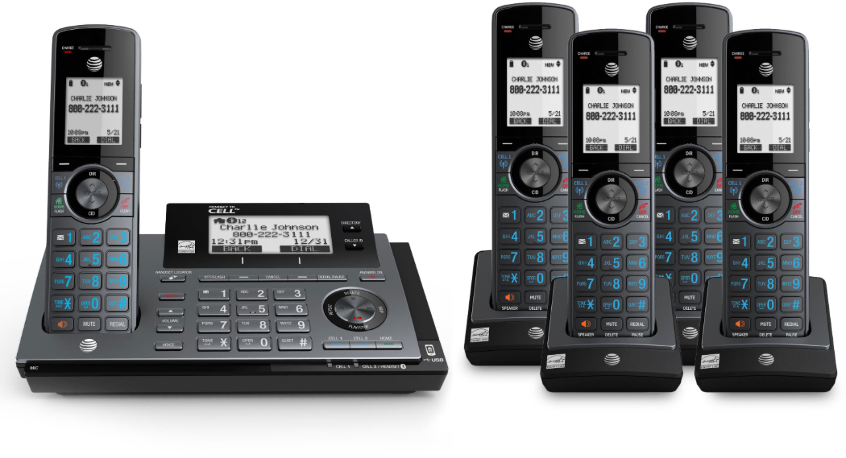 特別コラボアイテム」 ATT CLP99387 DECT 6.0 Bluetooth付き拡張可能コードレス電話、セルに接続、スマートコールブロッカー  オフィス用品