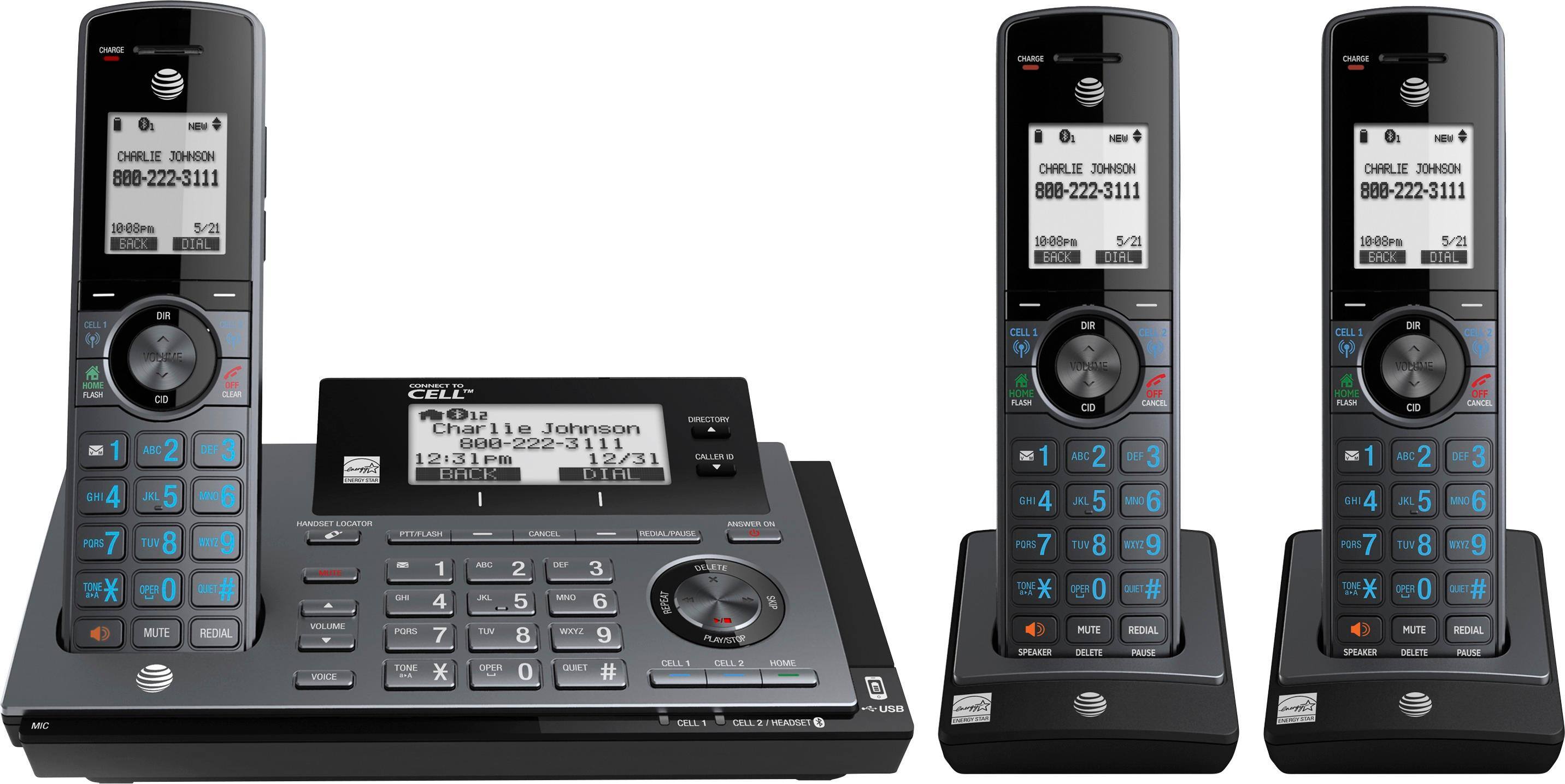 Alt View 11. AT&T - CLP99387 Connect to Cell DECT 6.0 Expandable Cordless Phone System with Digital Answering System and Smart Call Blocker - Metallic Blue.