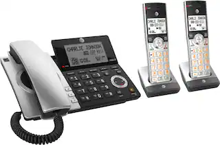 Angle. AT&T - 2 Handset Corded/Cordless Answering System with Smart Call Blocker - Silver/Black.