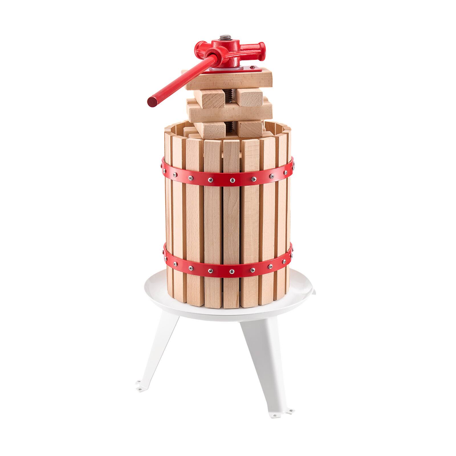 Alt View 5. VEVOR - 1.6 Gal/6L Fruit Wine Press, Solid Wood Basket with 8 Blocks, Heavy Duty Manual Juice Maker - White.