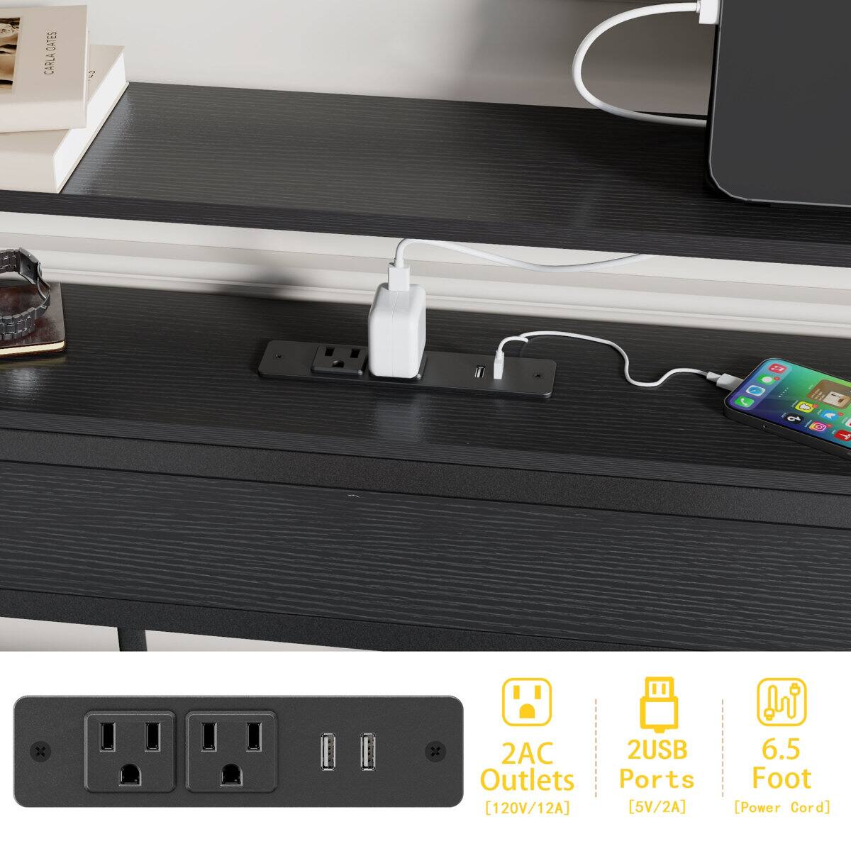 DATES CARLA C It + 2AC 2USB Outlets Ports [120V/12A] [5V/2A] 6.5 Foot [Power Cord]