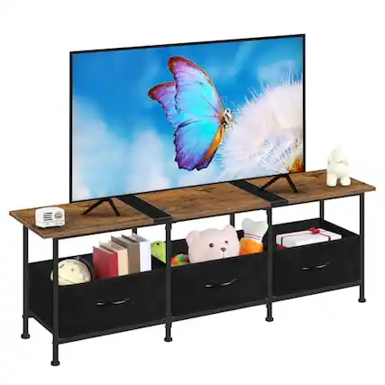 Front. Hirose Alice - Tv Stands For Living Room Entertainment Center With Fabric Dressers 50/55/60 Inch Television Tables Cabinet Co... - Brown&black.