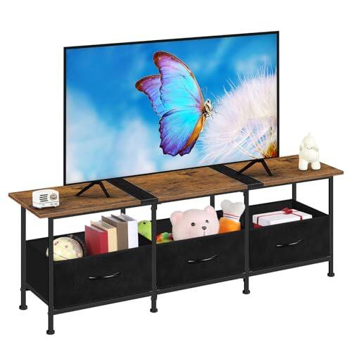 Front. Hirose Alice - Tv Stands For Living Room Entertainment Center With Fabric Dressers 50/55/60 Inch Television Tables Cabinet Co... - Brown&black.