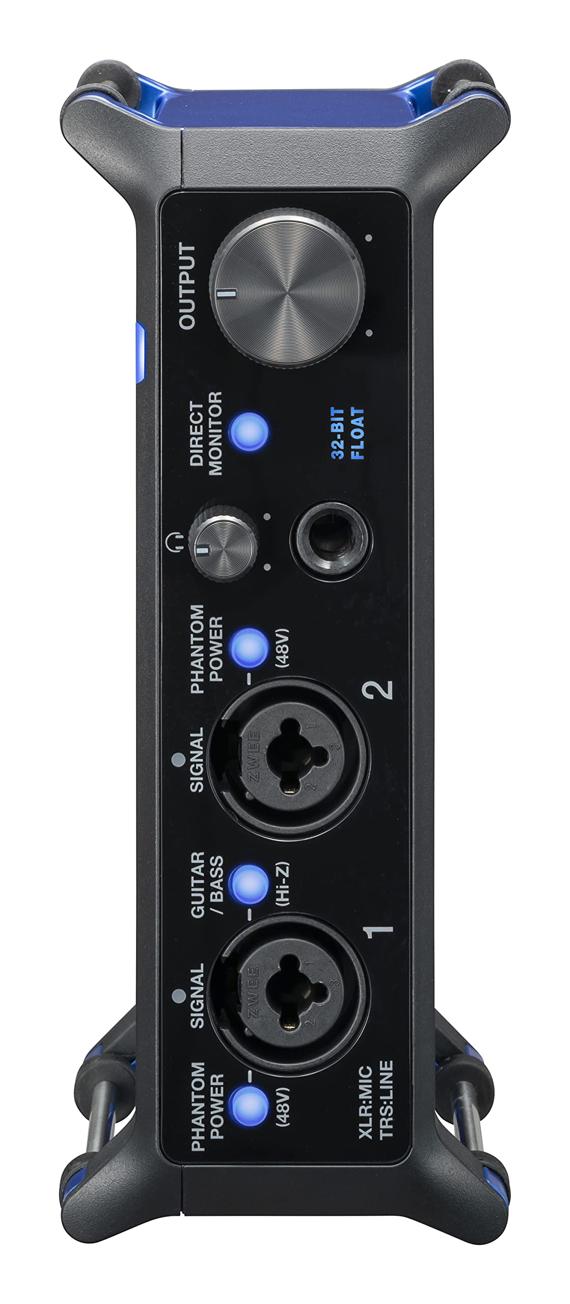 OUTPUT

DIRECT MONITOR
32-BIT FLOAT

PHANTOM POWER SIGNAL
(48V) ZWEE
2
GUITAR BASS / (Hi-Z)
1
SIGNAL PHANTOM POWER
ZWEE
(48V)
XLR:MIC TRS:LINE