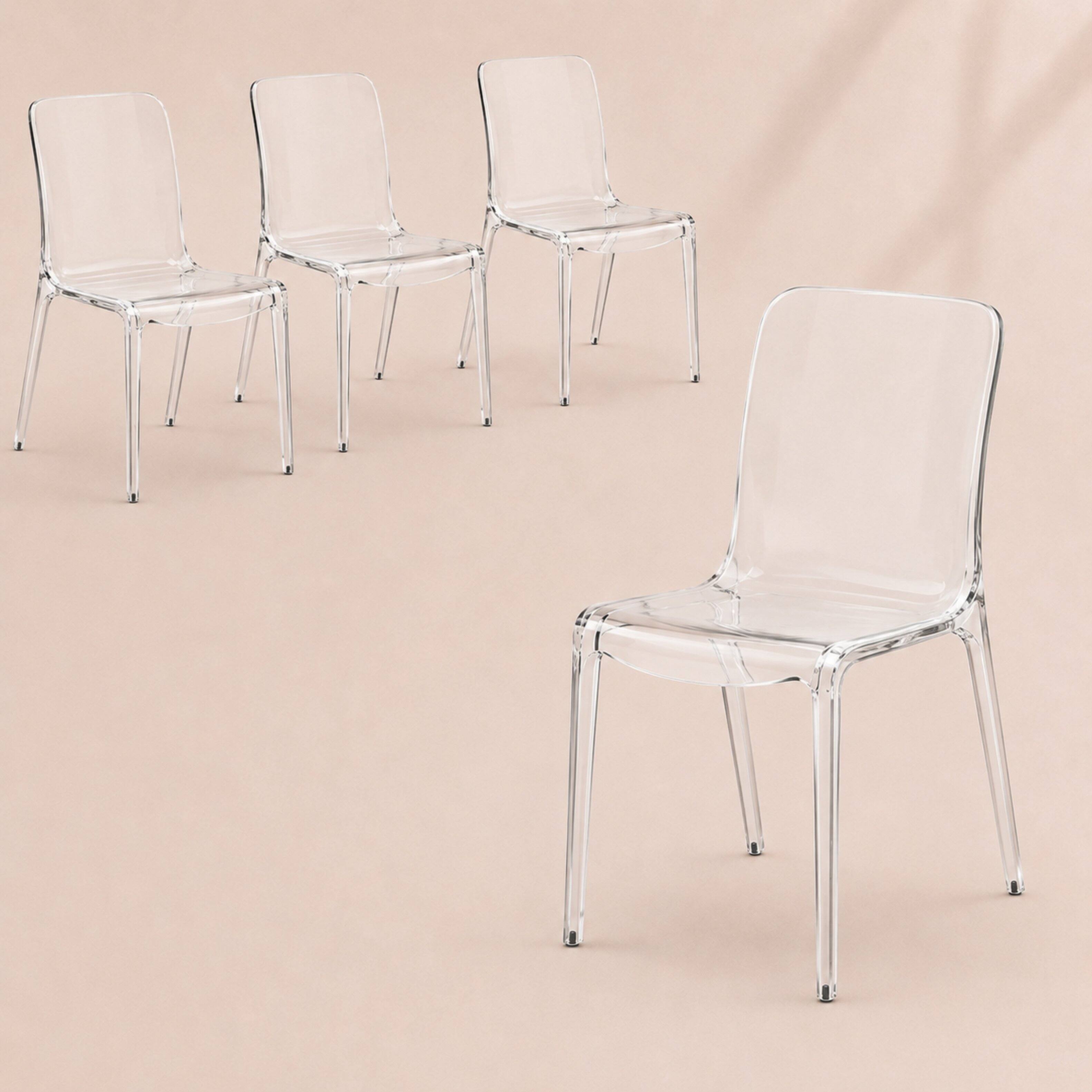 LeisureMod Murray 4 Piece Modern Plastic Stackable Dining Chair Set ...