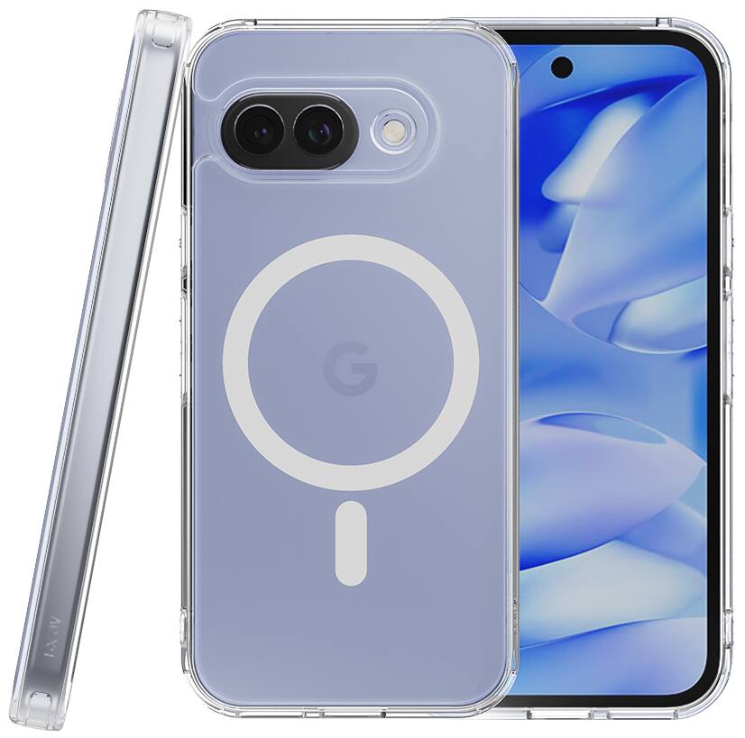 Alt View 2. Nakedcellphone - Clear Case for Google Pixel 9A Phone - Compatible with MagSafe Chargers/Mounts/Wallets - Clear.