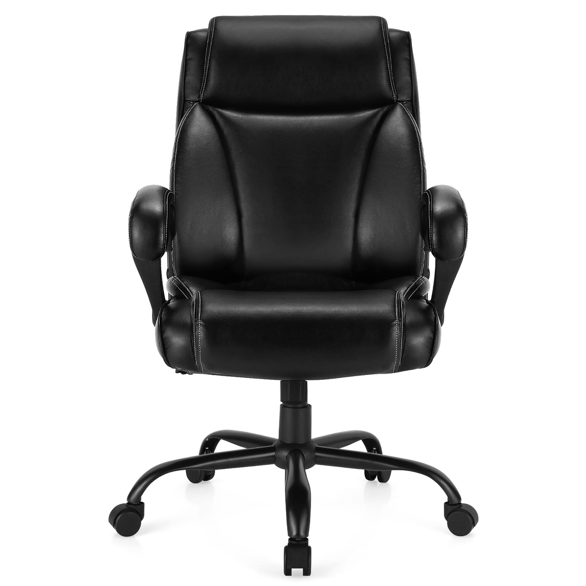 Alt View 19. Costway - Big & Tall Leather Office Chair with Adjustable High Back - Black.