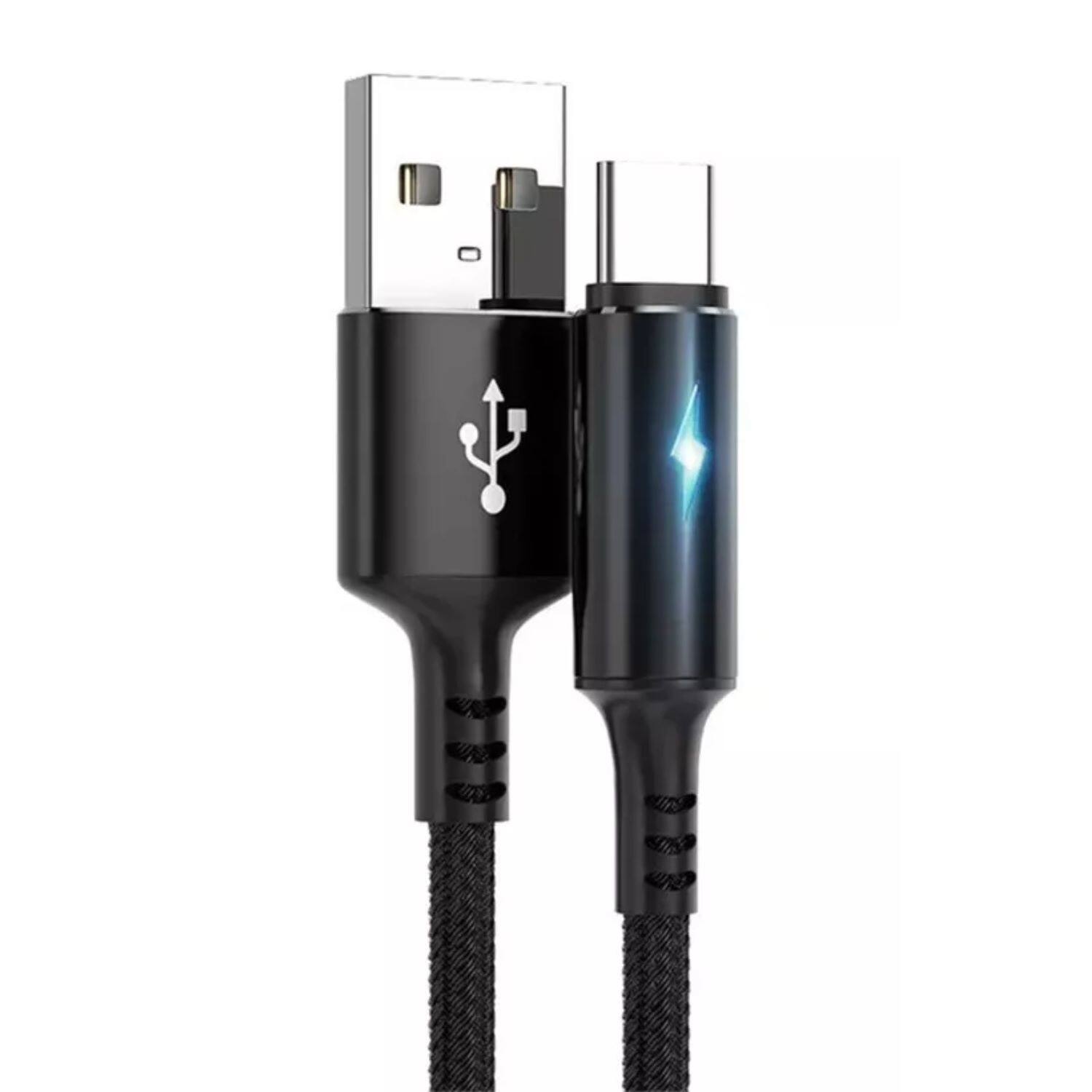 Angle. Sanoxy - Super Speed USB 3.0 (Type-C to USB) Data & Sync Charger Charging Cable Braided Black (6 ft) - Black.