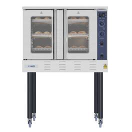 Koolmore - 38 in. Full Size Single Deck Commercial Natural Gas Convection Oven 54,000 BTU with Casters (KM-CCO54-NGC) - Stainless Steel