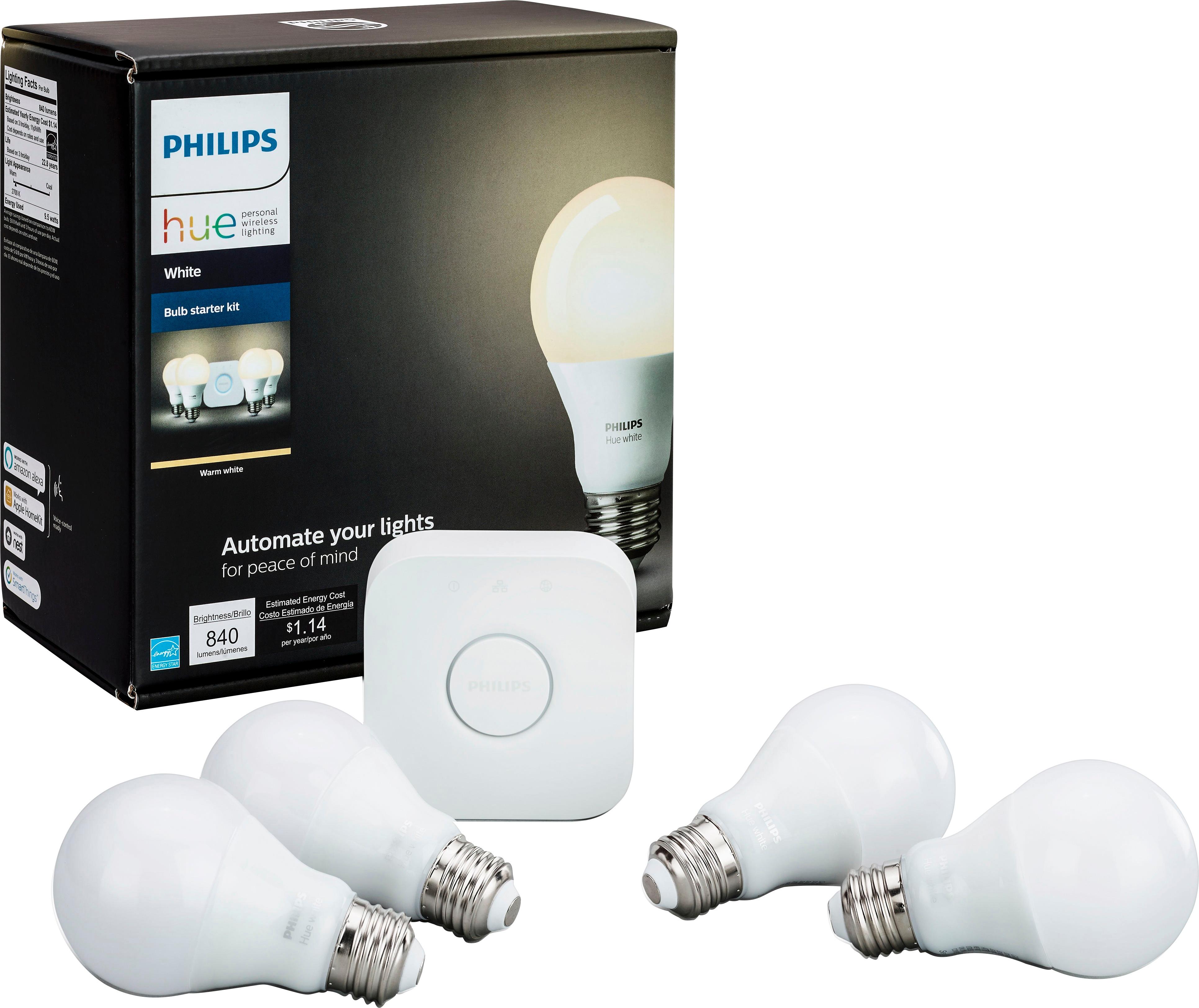BRAND NEW - Open Box Details about   Philips Hue White and Color Starter Kit Hub 3 Bulbs A19 