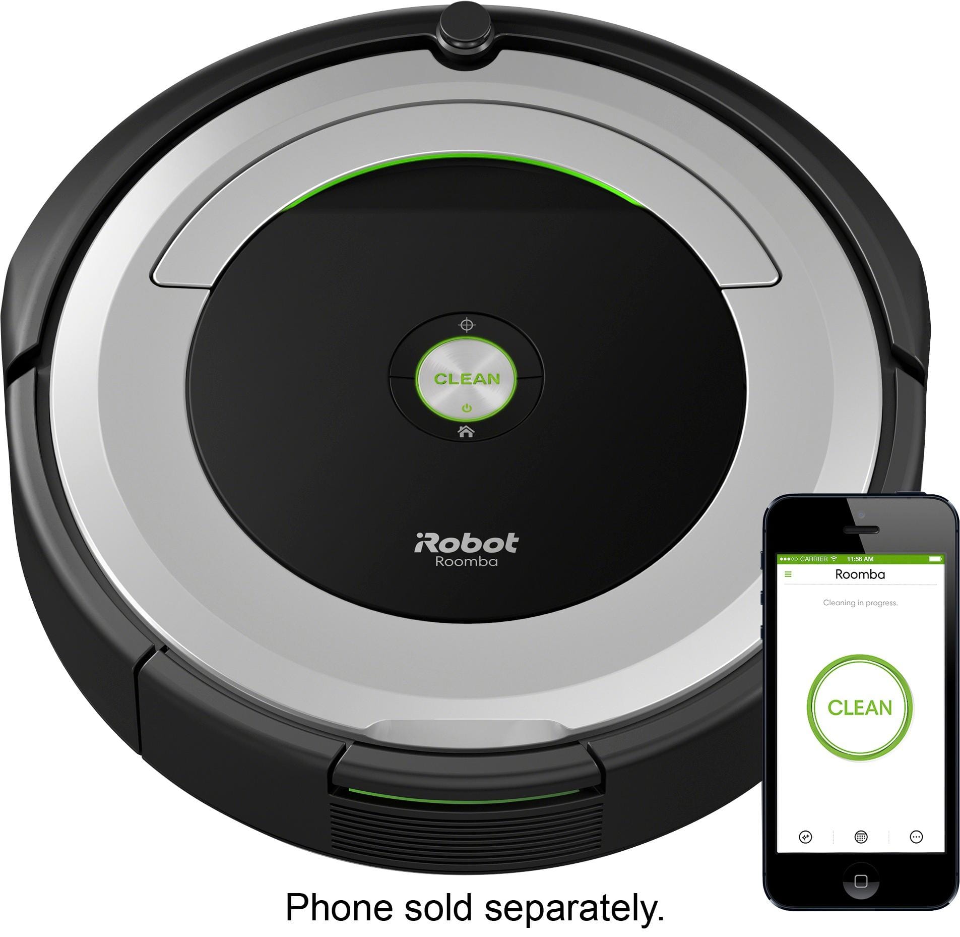 Front. iRobot - Roomba 690 App-Controlled Robot Vacuum - Black/Silver.