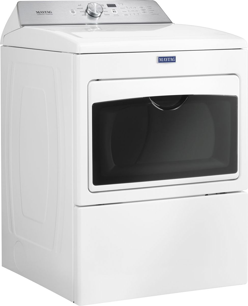 Angle View: Maytag - 7.4 Cu. Ft. 9-Cycle Electric Dryer - Metallic slate