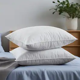 Peace Nest - Set of 2 Premium Medium Feather Quilted Bed Pillow with Soft Cover - White