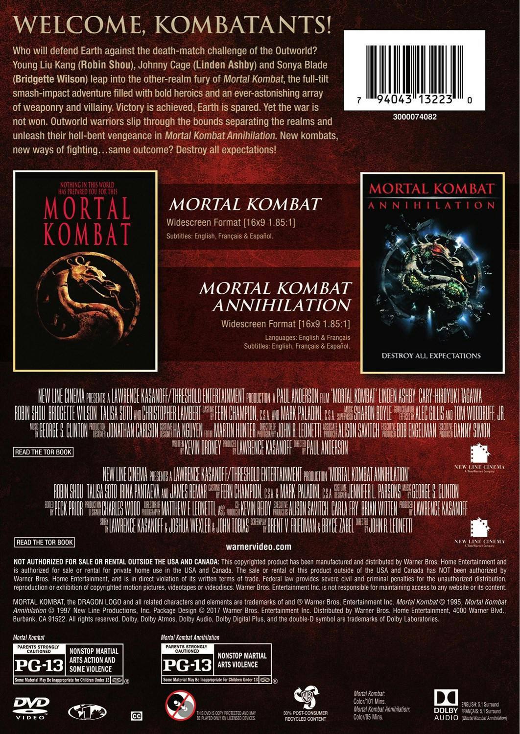 Back. Mortal Kombat/Mortal Kombat: Annihilation (DVD Double Feature) [DVD].