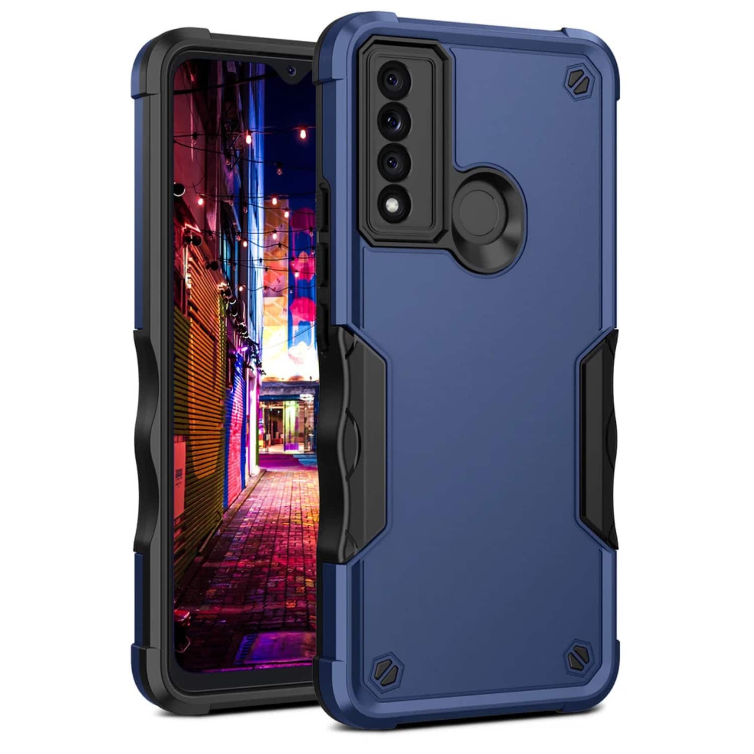 Stock Preferred - Hybrid Rugged Shockproof Protective Cover For T-Mobile REVVL V+ 5G Case - Blue