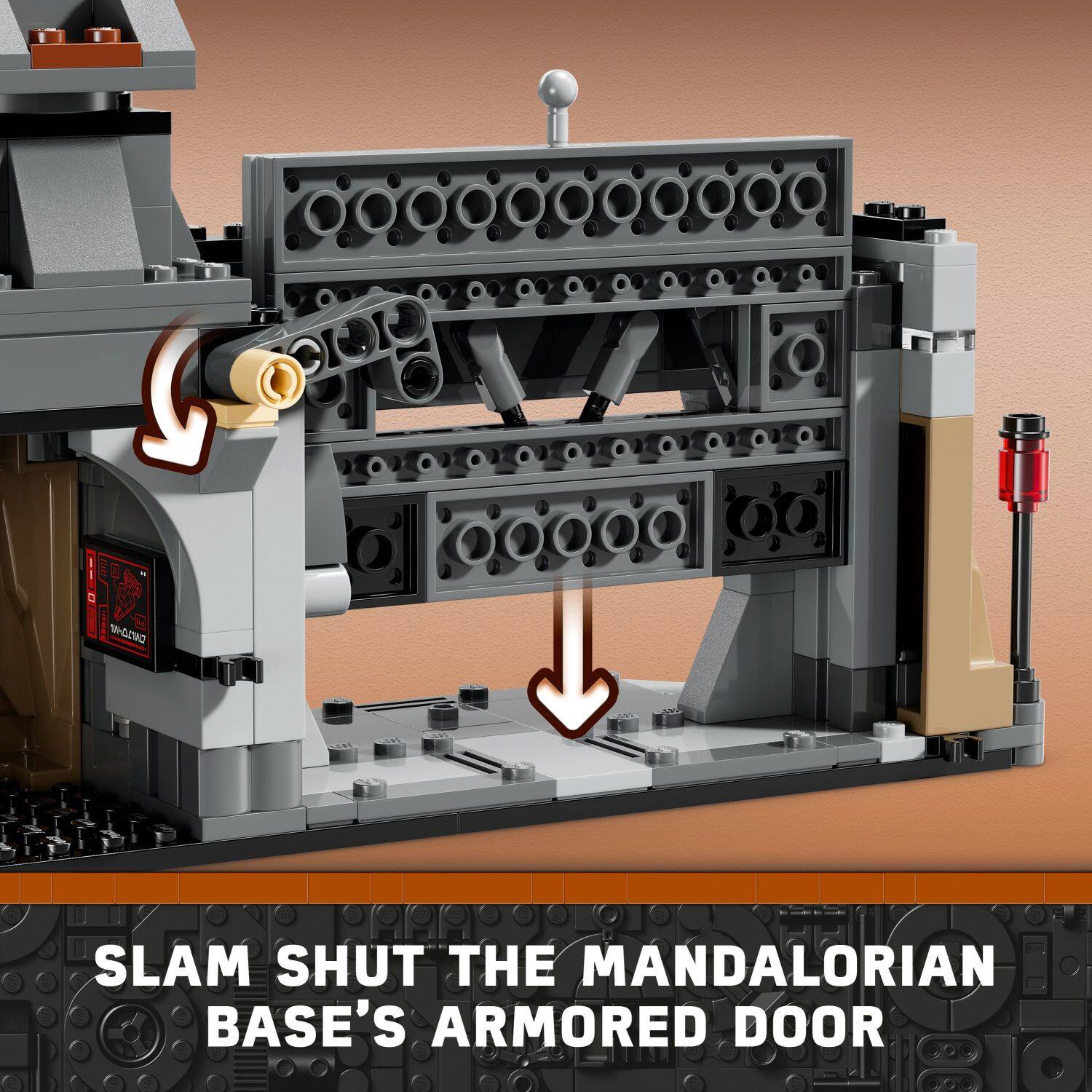 Slam shut the Mandalorian base's armored door.