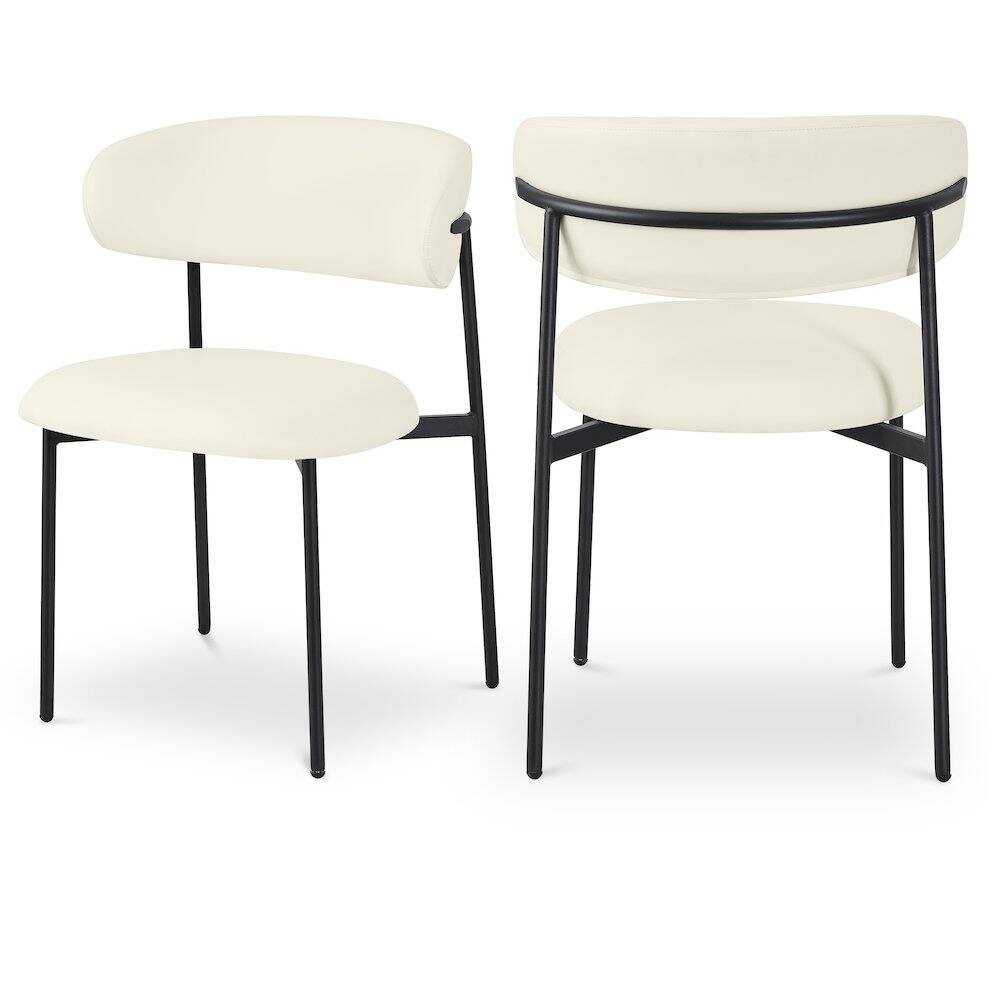 Front. Meridian Furniture - Lupita Cream Vegan Leather Dining Chair, Set of 2 - Beige.