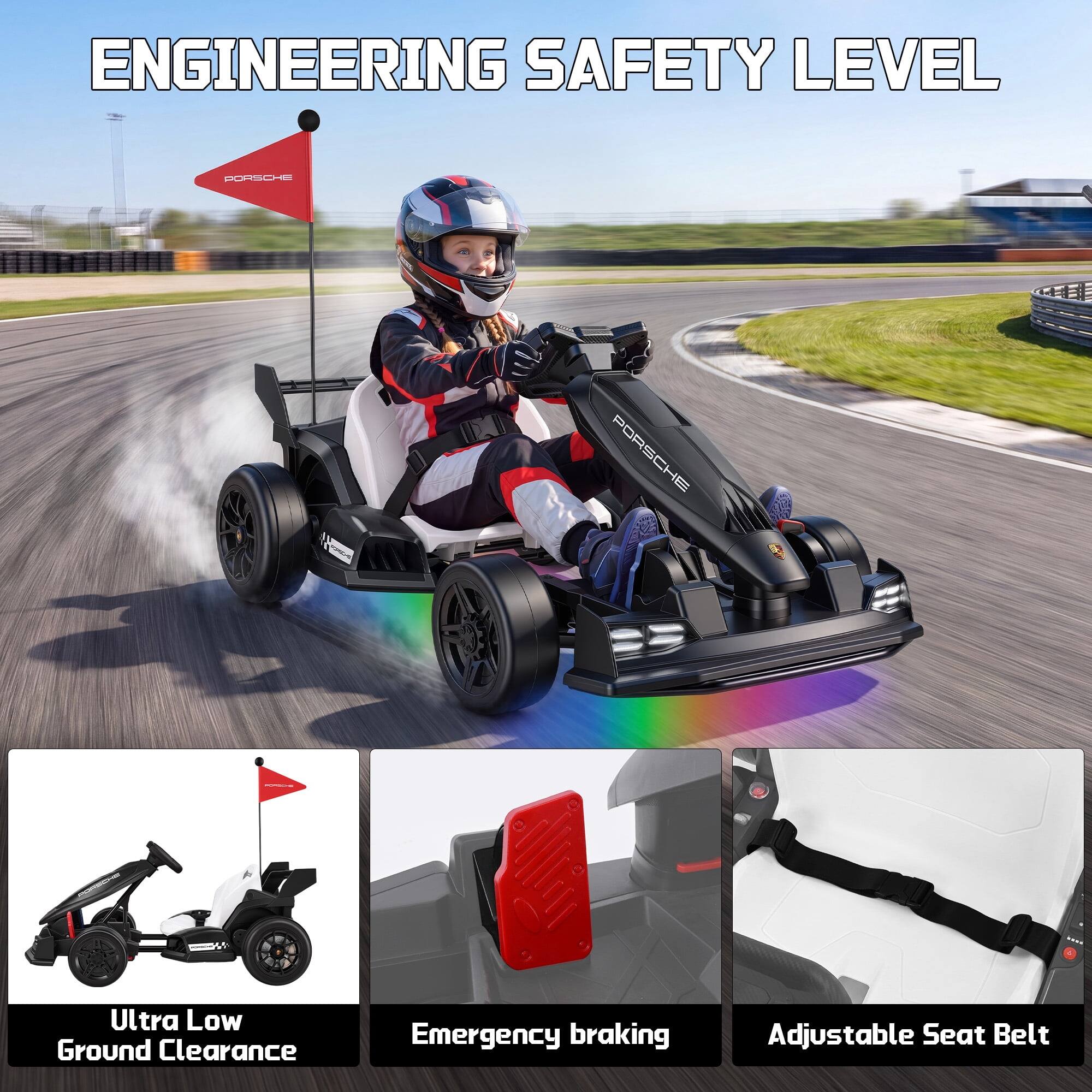 ENGINEERING SAFETY LEVEL

PORSCHE

- Ultra Low Ground Clearance
- Emergency braking
- Adjustable Seat Belt