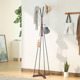 ALEXOUN - Freestanding Coat Rack with Hooks - Reclaimed Wood and Metal, Use in Bedroom, Living Room - Natural