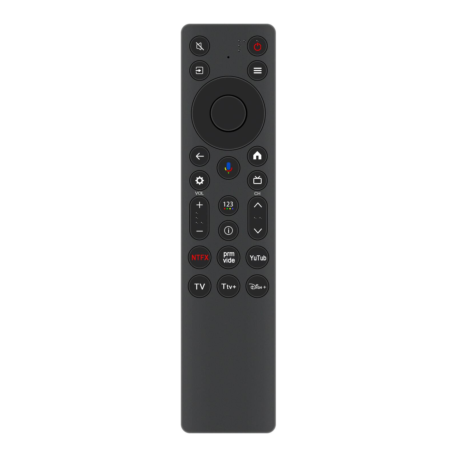 VOL
CH
+
123
^
%
-
i
NTFX
prime vide
YouTube
TV
Ttv+
+velc