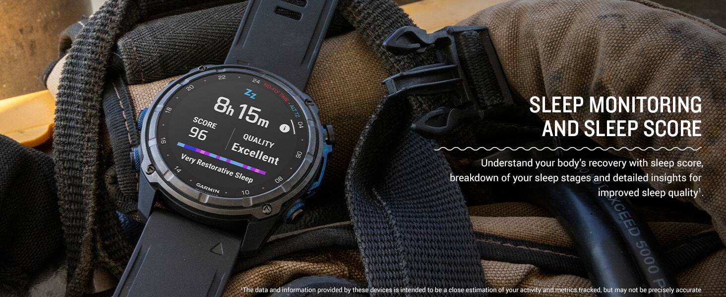 22 24 20 NO-FLY NO Zz FLY TIME 18 8h ALTT2 SLEEP MONITORING 15m N SCORE 04 AND SLEEP SCORE 16 96 QUALITY Very Excellent 90 Understand your body's recovery with sleep score, 14 Restorative Sleep 0B breakdown of your sleep stages and detailed insights for GARMIN 10 improved sleep quality'. XCEED 5000 The data and information provided by these devices is intended to be a close estimation of your activity and metrics tracked, but may not be precisely accurate

SLEEP MONITORING AND SLEEP SCORE

Understand your body's recovery with sleep score, breakdown of your sleep stages and detailed insights for improved sleep quality!

The data and information provided by these devices is intended to be a close estimation of your activity and metrics tracked, but may not be precisely accurate