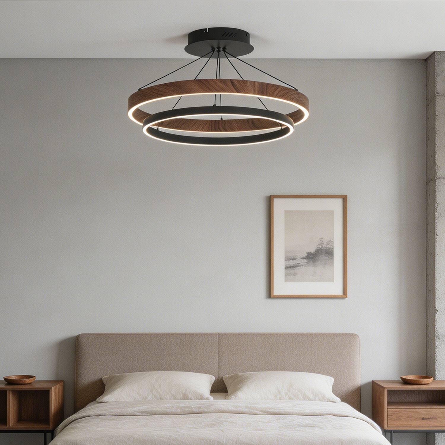 Umeiluce 23.6 Inch LED Ring Chandelier Lighting Tiered Halo Light ...