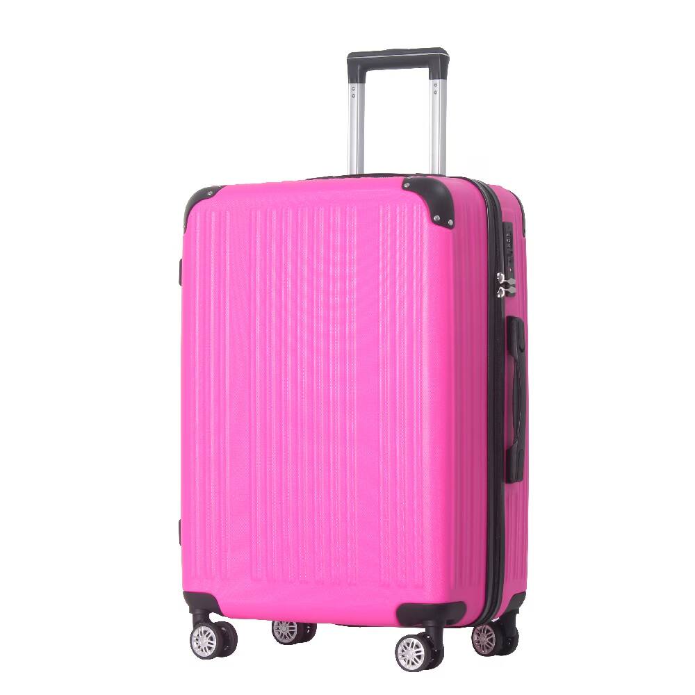 Alt View 4. Bestier - 3-Piece ABS Hardshell Luggage Set (20”/24”/26”) with Spinner Wheels, TSA Lock & Telescopic Handle - Barbie Pink.
