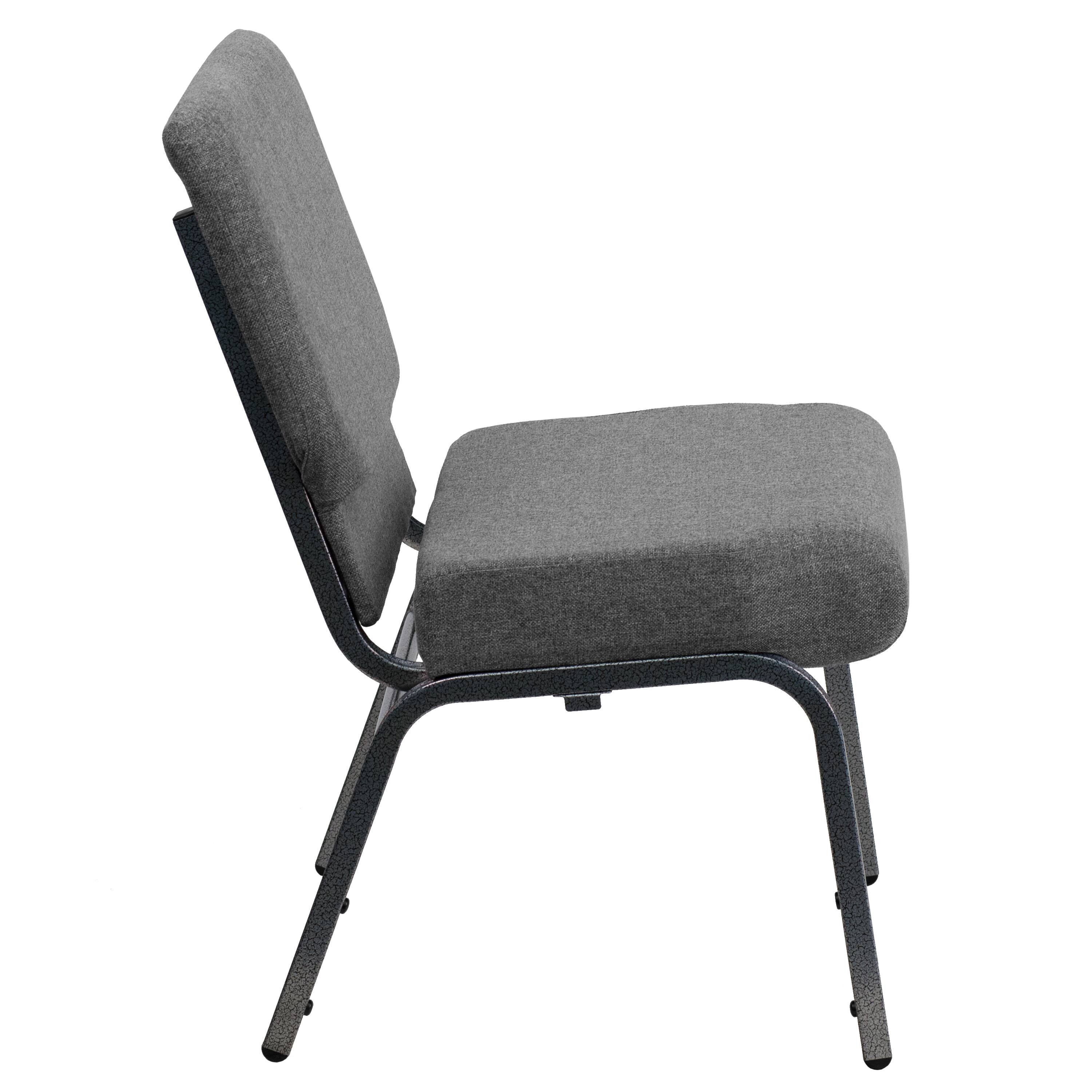 Alt View 16. Alamont Home - Hercules 21"W Stacking Church Chair in Gray Fabric - Silver Vein Frame - Gray Fabric/Silver Vein Frame.