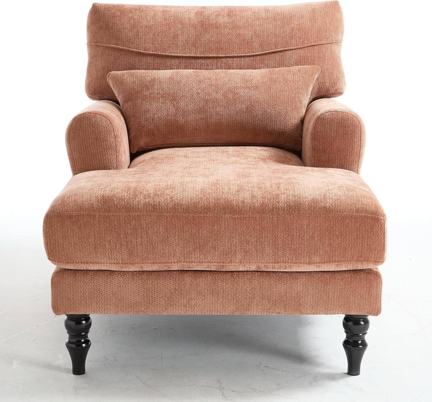 Alt View 4. Trinkets Crazed - Chaise Lounge Chair Indoor, Modern Leisure Sleeper Sofa Chair w/Double Deep Cushion, Accent Upholstered Readi - orange.